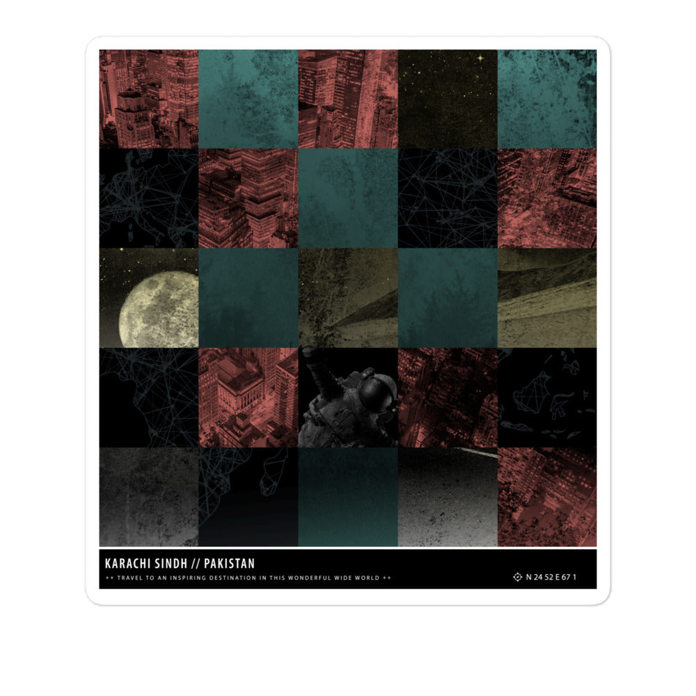 Karachi Sindh Pakistan Space City Pixel Cubes, 5 Inch Kiss-cut Sticker ...