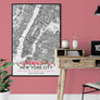 New York City Map with Peony Flowers - Printable