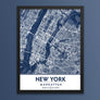 Classic Blue Textured Manhattan NYC Map