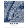 Classic Blue Textured Manhattan NYC Map