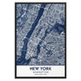 Classic Blue Textured Manhattan NYC Map