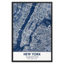 Classic Blue Textured Manhattan NYC Map