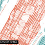 Teal & Coral New York City Map - Printable