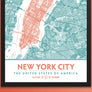 Teal & Coral Aesthetic New York City Map