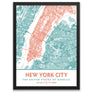 Teal & Coral New York City Map - Printable