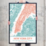 Teal & Coral New York City Map - Printable