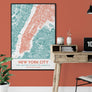 Teal & Coral New York City Map - Printable