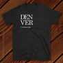 Denver City Coordinates Tshirt on wooden floor