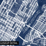Classic Blue Textured Manhattan NYC Map
