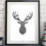 Deer Head Outline Rustic Wood Black and White Printable