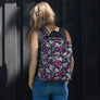 Aesthetic Dark Purple Roses Flower Pattern Butterfly Floral, Aesthetic Medium Size Backpack Pattern, 15” Laptop Pocket, Kids Men or Woman