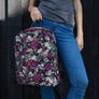 Aesthetic Dark Purple Roses Flower Pattern Butterfly Floral, Aesthetic Medium Size Backpack Pattern, 15” Laptop Pocket, Kids Men or Woman