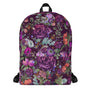 Pretty Dark Purple Roses Pattern Gift for Teen Girls & Women, Aesthetic Medium Size Backpack Pattern, 15” Laptop Pocket, Kids Men or Woman