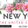 New York City Map with Peony Flowers - Printable