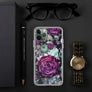 Aesthetic Dark Purple Roses Flower Pattern Butterfly Floral Quality iPhone Case Valentines Gift
