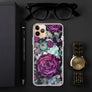 Aesthetic Dark Purple Roses Flower Pattern Butterfly Floral Quality iPhone Case Valentines Gift