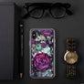 Aesthetic Dark Purple Roses Flower Pattern Butterfly Floral Quality iPhone Case Valentines Gift