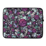 Aesthetic Dark Purple Roses Flower Pattern Butterfly Floral Lightweight Laptop Cover Sleeve Case Bag Accessory, Internal Padded Zipper, Gift