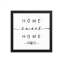 Kansas City, Missouri, USA Home Sweet Home With Map Coordinates Framed Artwork