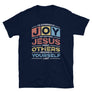 JOY - Jesus First, Others Second & Yourself Last Acronym in navy