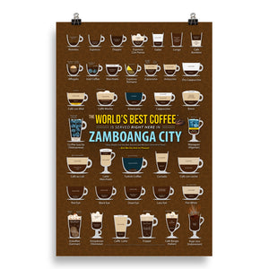 Zamboanga City, Philippines, Zamboanga del Sur Coffee Types Chart, High-Quality Poster Design