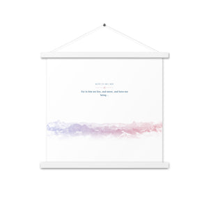 Acts 17:28, Bible Verse Quote, Aesthetic Purple & Blue, Mountains Scene, Hanging Poster, Christian Gift