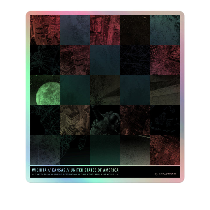 Wichita Kansas USA America, Tourist Spaceman, 5" Inch Holographic Sticker