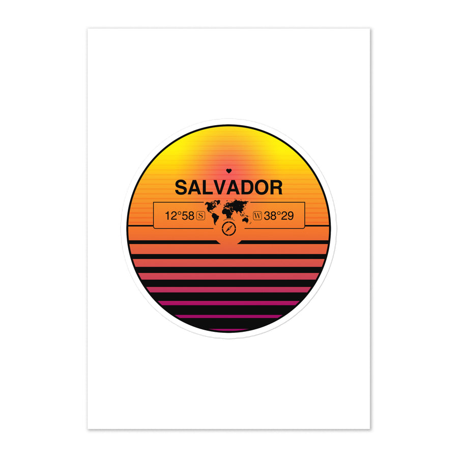 Travel Sticker Design with Retro Sunset Styling