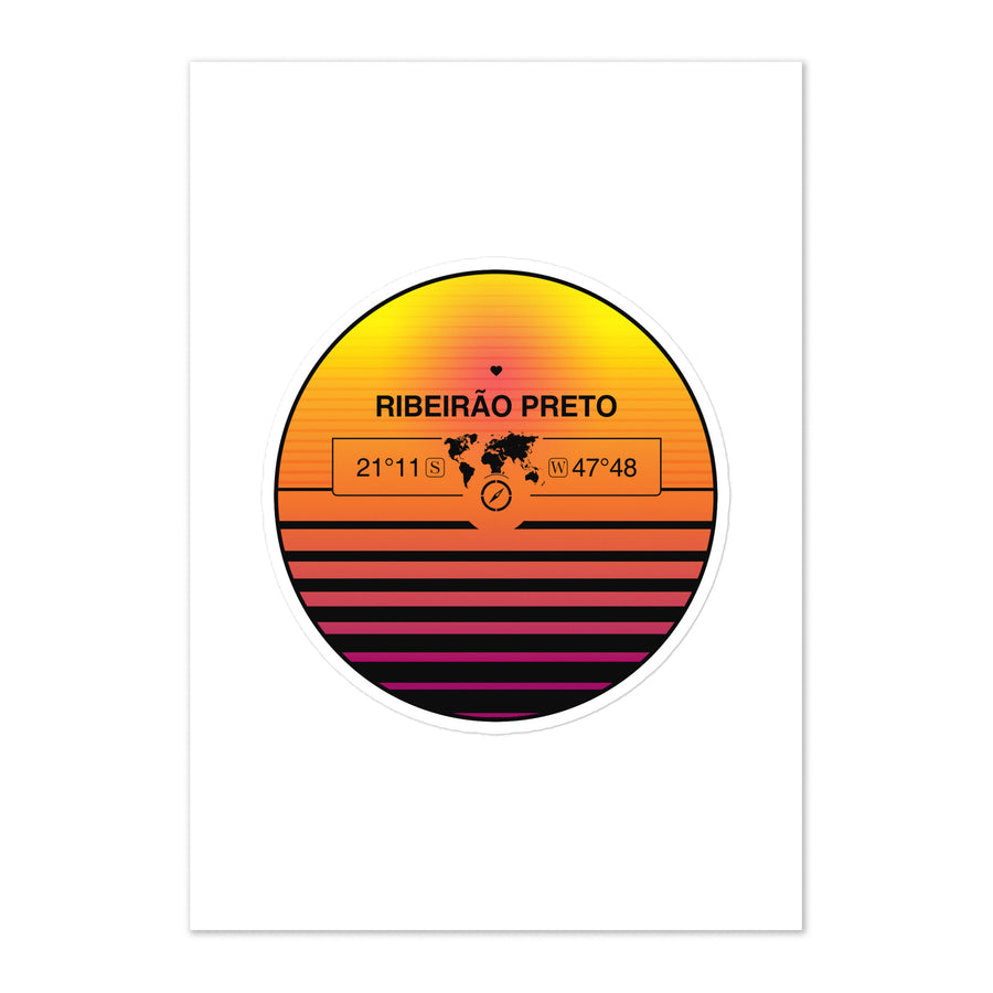 Travel Sticker Design with Retro Sunset Styling