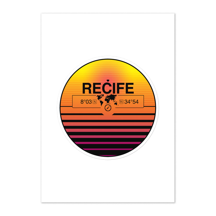 Travel Sticker Design with Retro Sunset Styling