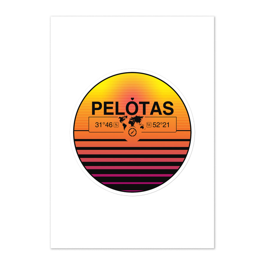 Travel Sticker Design with Retro Sunset Styling