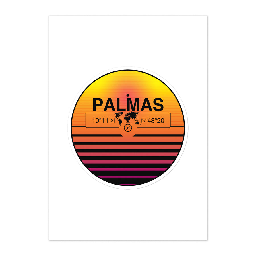 Travel Sticker Design with Retro Sunset Styling