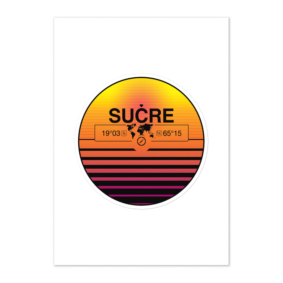 Travel Sticker Design with Retro Sunset Styling