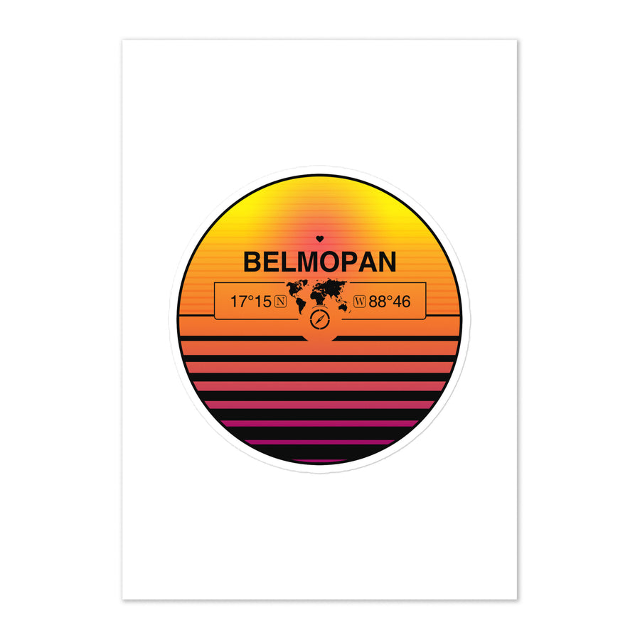 Travel Sticker Design with Retro Sunset Styling