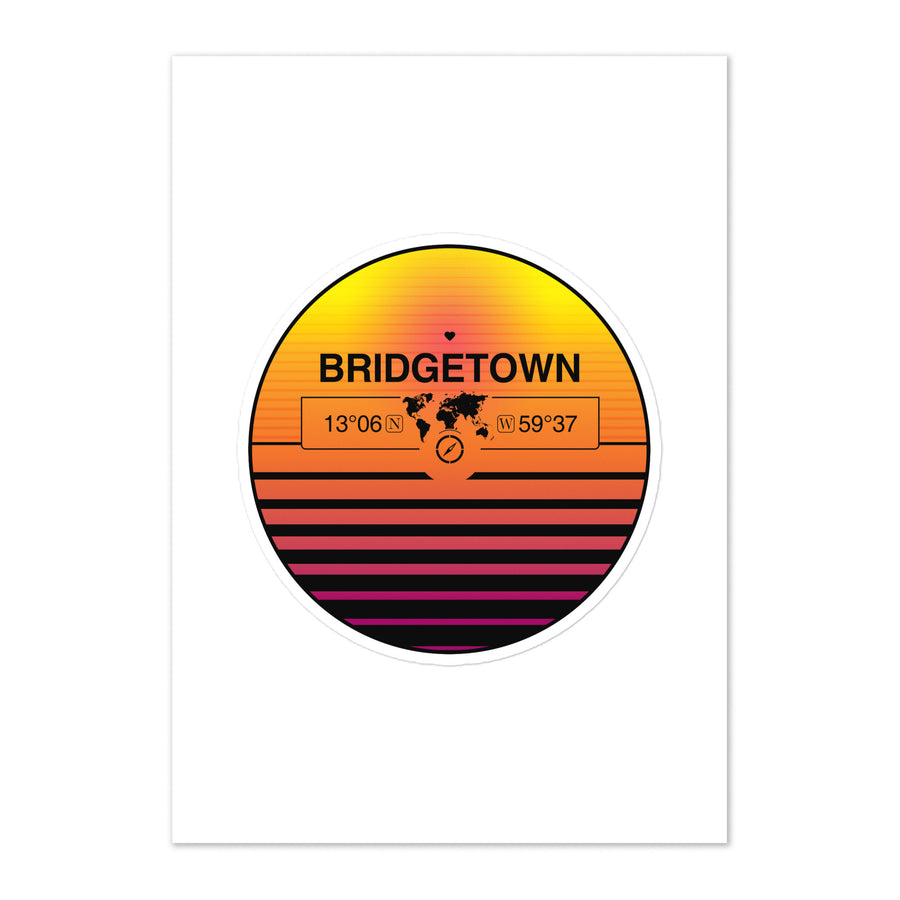 Travel Sticker Design with Retro Sunset Styling