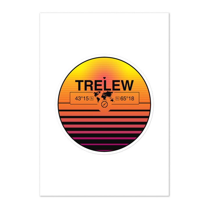 Travel Sticker Design with Retro Sunset Styling
