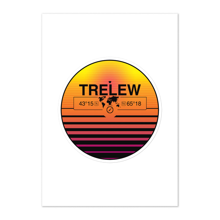 Travel Sticker Design with Retro Sunset Styling