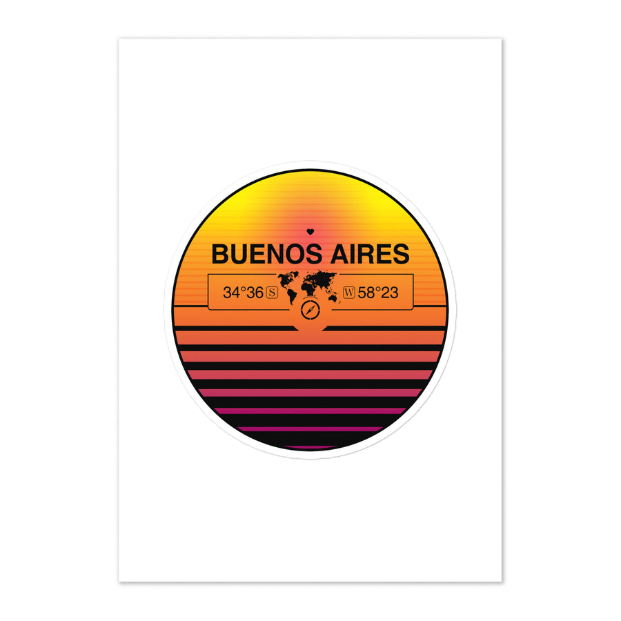 Travel Sticker Design with Retro Sunset Styling