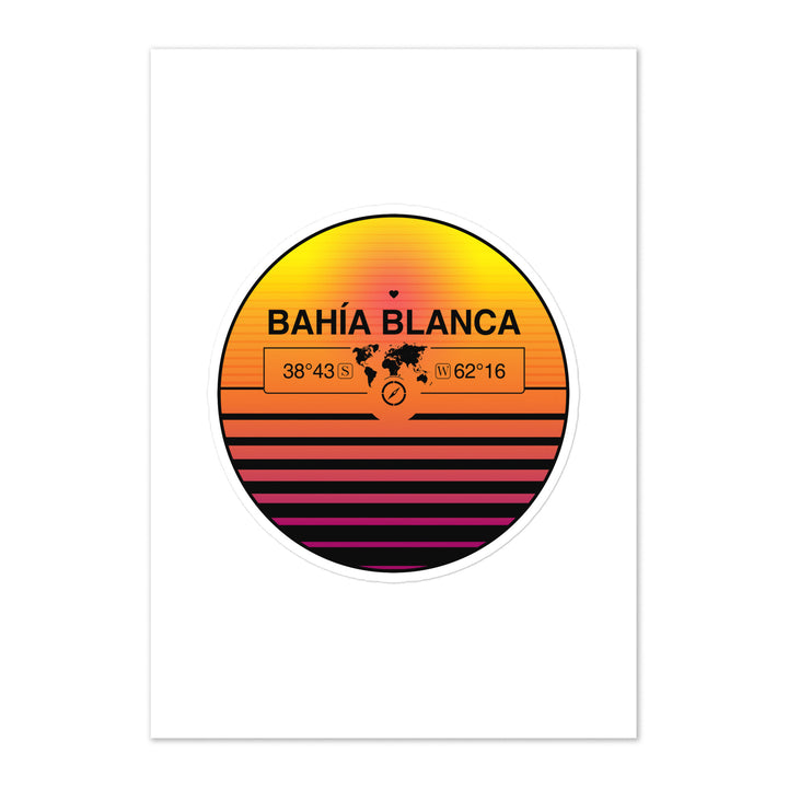 Travel Sticker Design with Retro Sunset Styling