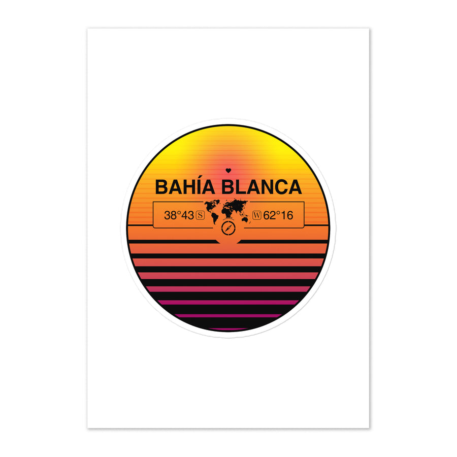 Travel Sticker Design with Retro Sunset Styling