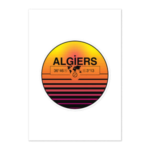 Travel Sticker Design with Retro Sunset Styling