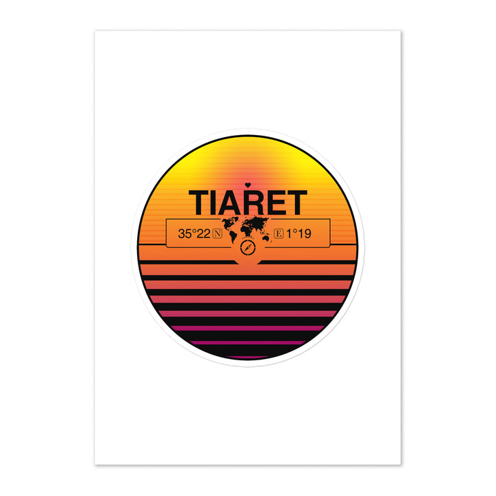 Travel Sticker Design with Retro Sunset Styling