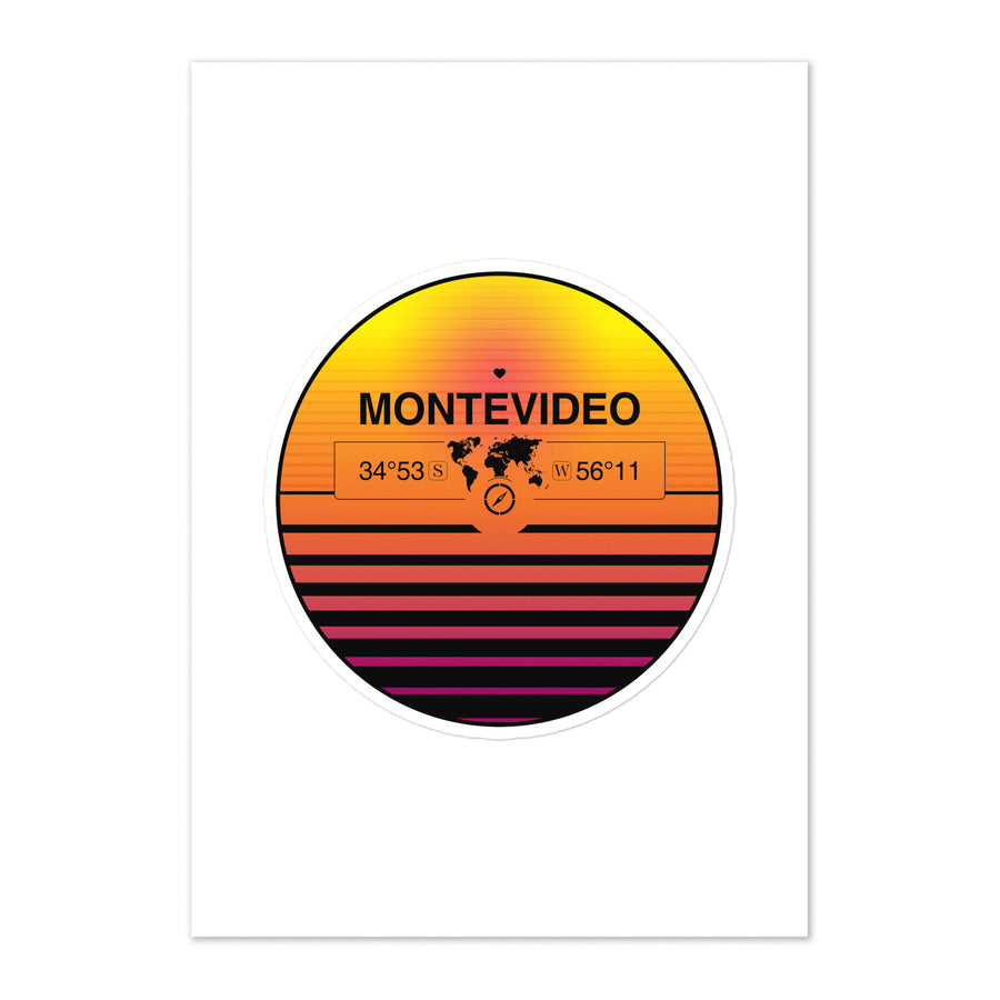 Travel Sticker Design with Retro Sunset Styling