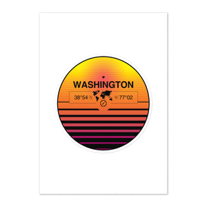 Travel Sticker Design with Retro Sunset Styling