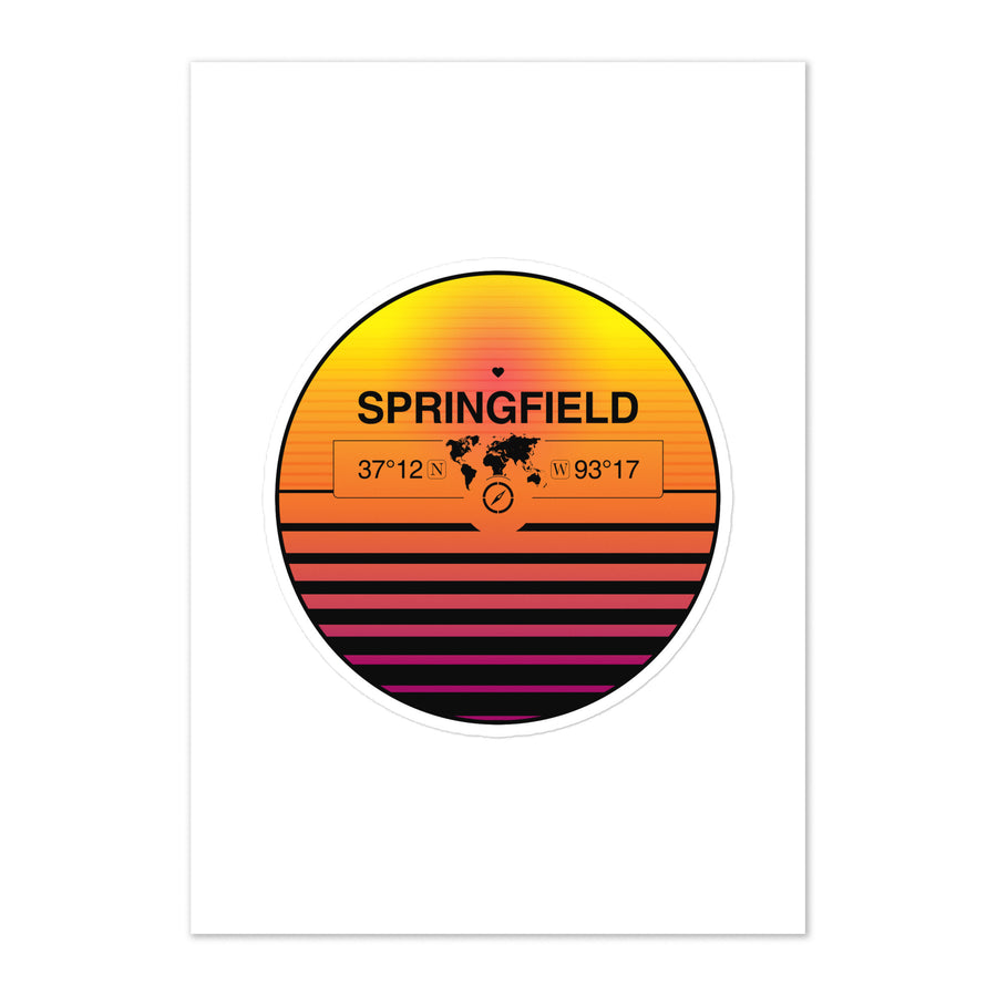 Travel Sticker Design with Retro Sunset Styling