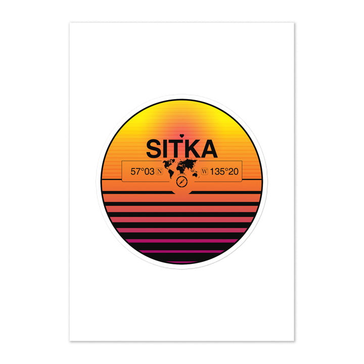 Travel Sticker Design with Retro Sunset Styling