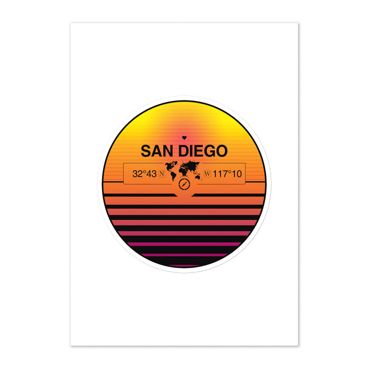 Travel Sticker Design with Retro Sunset Styling