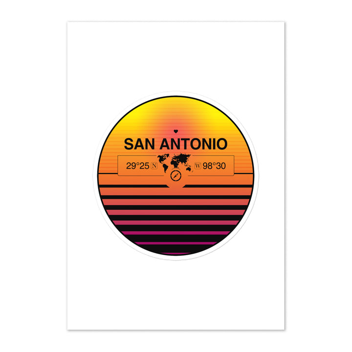 Travel Sticker Design with Retro Sunset Styling