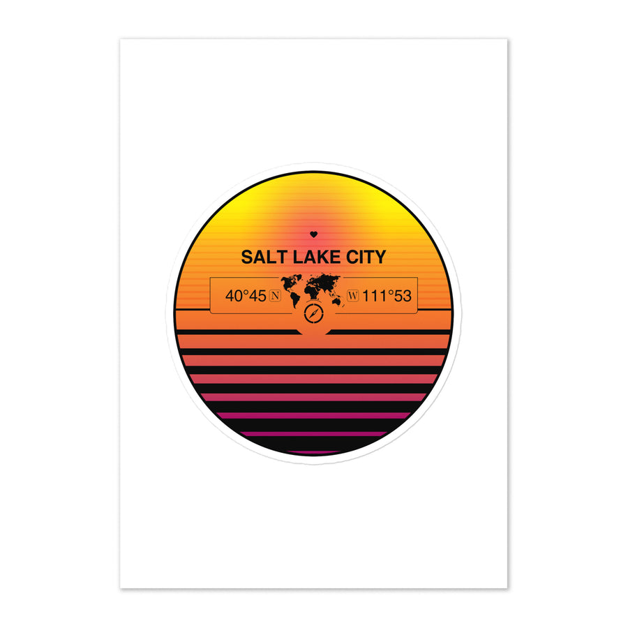 Travel Sticker Design with Retro Sunset Styling