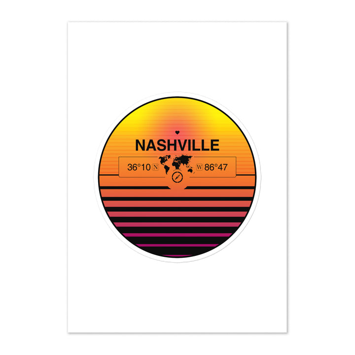 Travel Sticker Design with Retro Sunset Styling